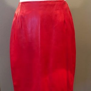Michael Kors red lamb leather mini skirt